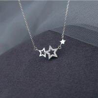 New 925 Silver Inlaid Zircon Star Necklaces for Women Sweet and Cute Pendant Choker Fashion Creative Silver Color Jewelry Gift Fashion Chain Necklaces