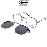 ?กรอบแว่นตา GEZE 1ClipOn รุ่น RY1035-C4 เต็มกรอบสีเทา ฟรีคลิปออนกันแดดสีดำ Polarized เปลี่ยนเป็นแว่นตากันแดด ป้องกันแสงแดด รังสี UVA UVB UV400