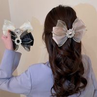 2022 New Large Bow Hairpin Ladies Retro Spring Clip Rhinestone Shark Clip Sweet Fashion Headdress Hair Accessories