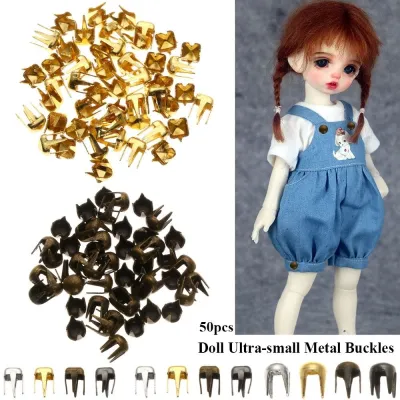 50Pcs 3mm Mini Buckle Round Bead Claw Hammer Ultra-small Metal Buckles Stuffed Toys DIY Doll Clothes Doll Accessories