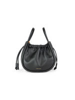 Balloon 25 Black, Draw string genuine leather crossbody bag.