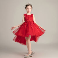 TOP☆Kids Girls Clothes Set Birthday Party Wedding Evening Gown Kids Skirt Sleeveless Princess Dresss Trailing Dress