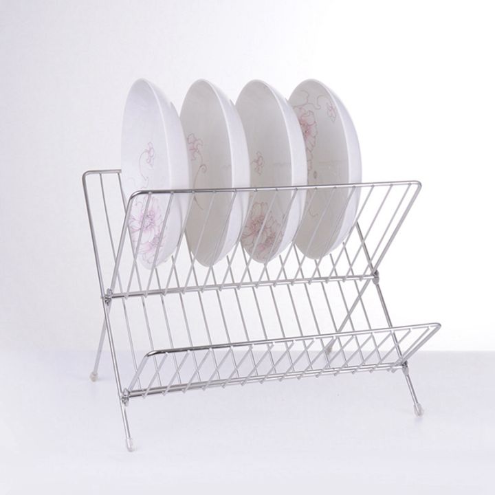 kitchen-folding-x-shaped-drain-rack-double-layer-wrought-iron-bowl-rack-drying-bowl-and-plate-organizer-rack