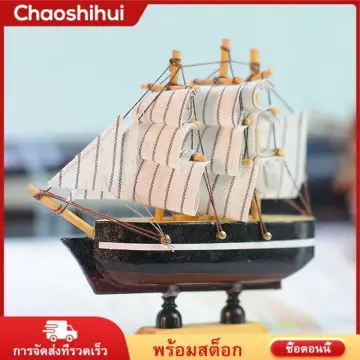 Sailboat Model Wooden Sailing Boat Home Decoration Beach Nautical