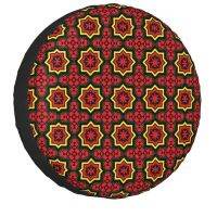 Red Star Ankara Pattern Spare Tire Cover for Grand Cherokee Jeep RV SUV Camper African Art Car Wheel Covers 14 15 16 17 Inch