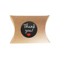 1200pcs Thank you Heart Round Black paper Seal sticker For handmade products baking products sealing sticker Label