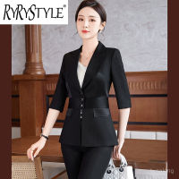 RYRYSTYLE 2023ใหม่กางเกงสูทมืออาชีพแขนยาวปานกลางสำหรับผู้หญิงเสื้อสูท8930สำหรับสัมภาษณ์