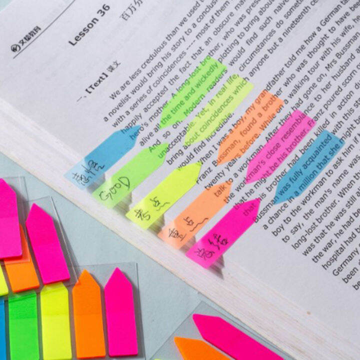 rayua-100แผ่น-arrow-shape-fluorescent-paper-self-adhesive-memo-pad-sticky-notes