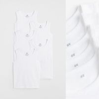 H&amp;m เสื้อกล้าม สีขาว 5 แพ็ก