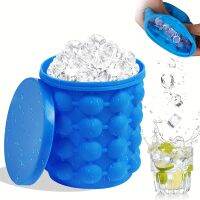 2 In 1 Silicone Ice Bucket Portable 3D Ice Cubes Maker Cylindrical Bucket For Frozen Cocktail Ices Bucket Mold Kitchen Tool