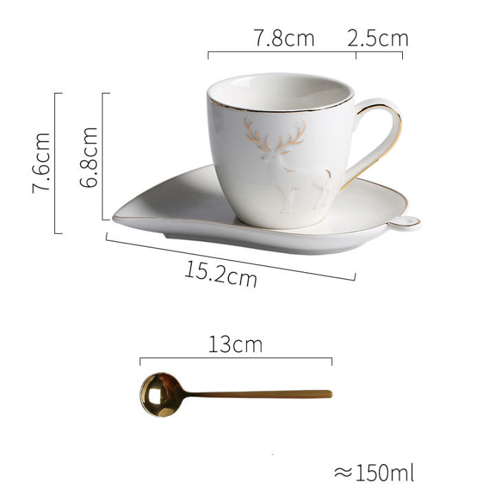 nordic-light-luxury-elk-outline-in-gold-cappuccino-coffee-cup-with-creative-saucer-teaspoon-set-scented-tea-cafe-espresso-mug