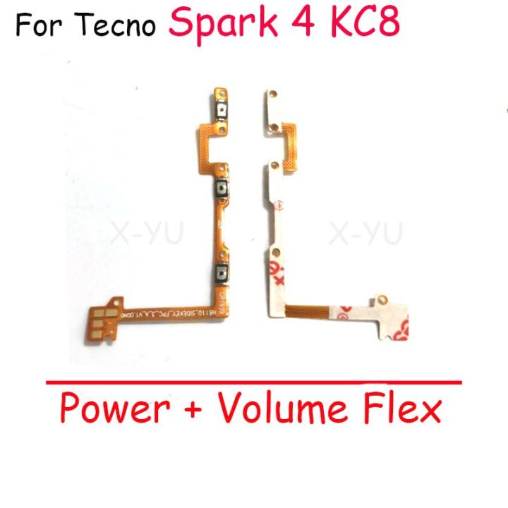 สำหรับ Tecno Spark 4 KC8 /Spark 4 Air / Spark 4 Lite สวิตช์ปุ่มเปิดปิด KC8S สายเคเบิลงอได้ปุ่มปรับระดับเสียงด้านข้าง