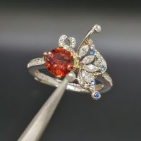 ✱☊❒ 2szs Design 925 Garnet 6mm VVS Grade Jewelry 3 Layers 18K Gold Plating