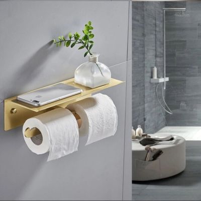 №✚ Stojak na papier toaletowy czarna aluminiowa dwustronna uchwyt na rolkę papieru srebrna kreatywna wodoodporna półka wyposażenie łazienkowe przechowywania