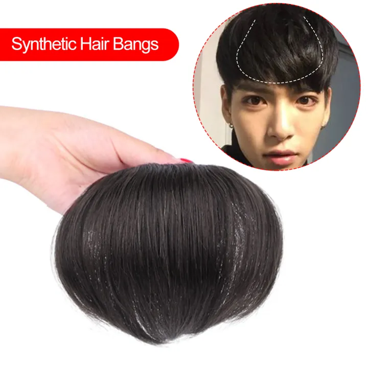 Clip in Hair Bangs for Men Short Straight Real Hair Wigs Bald Foreheads  Natural Male Wig Heat Resistant Fiber Toupee | Lazada PH
