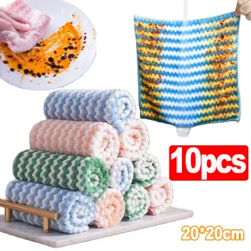 10PCS Coral Fleece Soft Kitchen Towels Absorbent Dish Cloth Anti
