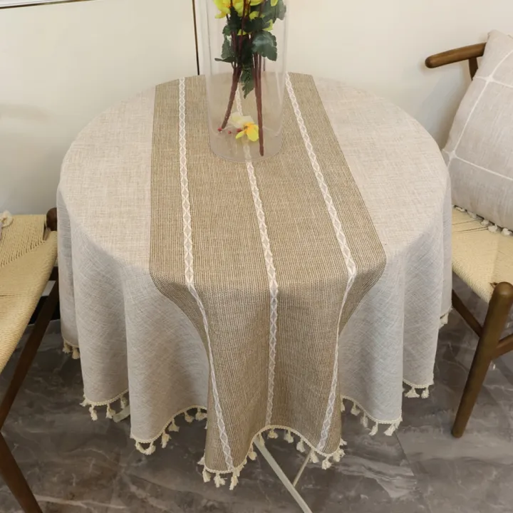 Nordic Round Tablecloth Cotton Linen, Round Kitchen Tablecloth Ideas