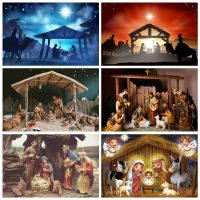 Christmas Jesus Nativity Photocall Background Baby Shower Stable Photography Backdrop Party Decor Photo Studio Photographic Prop