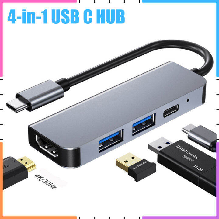 【Ready Stock】4 In 1 USB Type C Hub Adapter with 4K 30Hz HDMI-Compatible ...