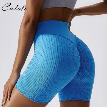 Honeycomb Ruched Cycling Shorts,for Women Scrunch Butt Push Up Gym