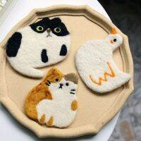 Cat Coasters Felt Animal Mat Coffee Mugs And Cups Pads Cartoon Desktop Ornament Placemat Insulating Dining Mat Home Decorations