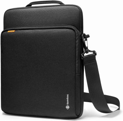 tomtoc Tablet Shoulder Bag for 12.9-inch New iPad Pro 2021-2018 with Magic Keyboard and Smart Keyboard Folio, Surface Pro 8/X/7+/7/6/5, Spill-Water Resistant Cordura Fabric Tablet Sleeve Black - 12.9-inch