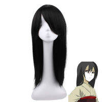 Orochimaru Hyuga Neji สีดำตรงยาวสังเคราะห์ผมเต็มเรียบเส้นใยอุณหภูมิสูงวิกผมเต็มคอสเพลย์