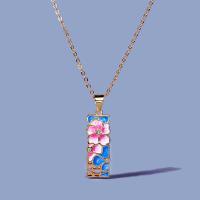 【YF】☑۩  2023 New Exquisite Ladies 925 Plated Pink Pendant Color Epoxy Necklace Fashion Jewelry Enamel