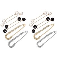 12 Pieces Sweater Shawl Clips Set, Include Double Faux Pearl Brooch Pins and Crystal Shawl Clips for Women