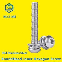 Kepala Bulat Kepala Dalam Hexagon Kepala Cangkir Sekrup Serew Washer Musim Semi Washer Gabungan Sekrup 304 Stainless Steel M2.5M3M4M5M6M8