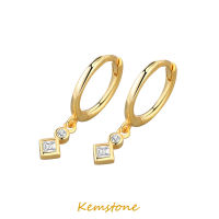 Kemstone ทองและสีเงินคริสตัลหยดและต่างหูห่วงเครื่องประดับแฟชั่นสำหรับผู้หญิง