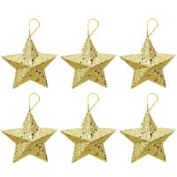 12pcs Christmas Star Glitter Hanging Ornament Xmas Tree Decor Tree Pendant Hanging Decorations for Home Noel Natal