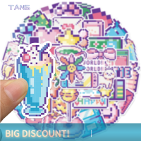 ?【Lowest price】TANG 45pcs สีชมพู Pixel Graffiti สติ๊กเกอร์รถกีตาร์กระเป๋าแล็ปท็อปแก้วน้ำรูปลอก