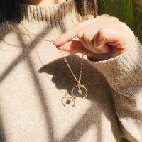 Saddle Half Stone Diffuser Necklace 8mm Aromatherapy Sweater Chain