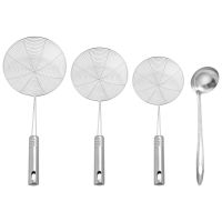 Skimmer Spoon, 4 Pack Stainless Steel Spider Strainer Skimmer Spoon, Donut Spoon, Skimmer Spoon for Kitchen Deep Fryer