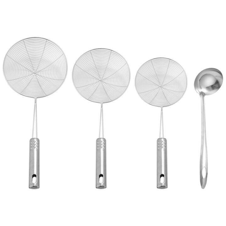 Skimmer Spoon, 4 Pack Stainless Steel Spider Strainer Skimmer Spoon