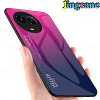 Jingsanc สำหรับ Realme 11 5G/11X 5G/11 Pro/11 Pro + เคสโทรศัพท์ไล่ระดับสี9H กระจกเทมเปอร์เคสมีขอบ TPU นิ่มหลากสี A29-1ฝาครอบป้องกัน