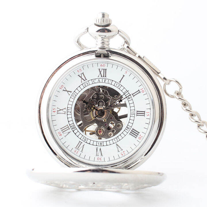 Pocket watch fashion trend flip hollow koi fish mechanical pocket watch ...