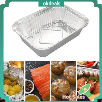 50pcs Aluminum Foil Tray Pan Disposable Thickened Food Container