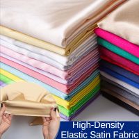 Stretch Satin Fabric By The Meter for Dresses Clothing Diy Sewing Plain Decorative Soft Textile Summer Opaque Drape High-density