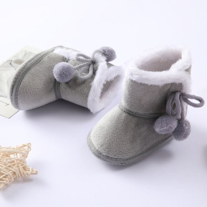 baby-boys-girls-solid-color-plus-velvet-cotton-shoes-newborn-double-pompom-soft-sole-snow-boots-infant-first-walker