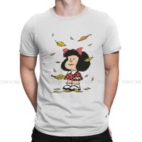 Autumn Leaves Quino Comic Argentino Casual Tshirt Mafalda Cartoon Style Streetwear Comfortable T Shirt Men Short Sleeve