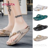 CODpz119nb Atikota Women New Large Size Flip Flops Mens Thick-soled Outdoor Beach Sandal Couple High-elastic Printed Splint Correction Slippers