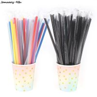 ✆● 100Pc Transparent Individually Wrapped Drink PP Straw Drink Straws Party Supplies Disposable Plastic Straws Birthday Celebration