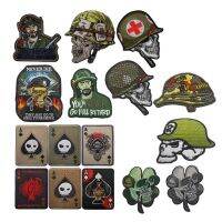 【LZ】✱❡  Ás de Espadas Cartão de Morte Militar NUNCA MORRER Camuflagem Crânio Tático Capacete Demoness Bordado reflexivo patch Para Mochila