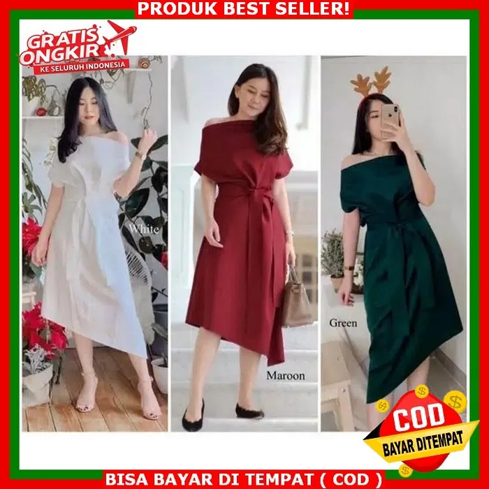 Dress Wanita Terbaru 2022 Kekinian Simple Pesta Natal Gaun Mewah Elegant Natalan Dres Simpel 