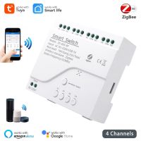 Tuya Zigbee 4CH Smart Switch Relay with Push Button Light Wireless Switch Module Smart Life APP Control Voice for Alexa Google Power Points  Switches