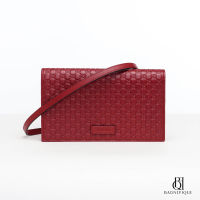 NEW GUCCI GG CROSSBODY 20 RED GG EMBOSSED GHW