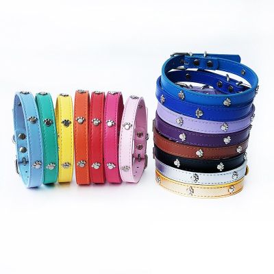 Dog Collar Leather Lead Small Dog Collar Free Puppy Supplies Pet Accessories Paws Leather Collar Golden Retriever Accessories E Leashes