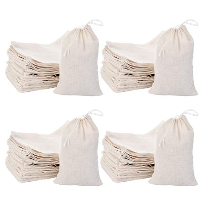200 Pack Cotton Muslin Bags Sachet Bag Multipurpose Drawstring Bags for Tea Jewelry Wedding Party Favors Storage (4 x 6 Inches)